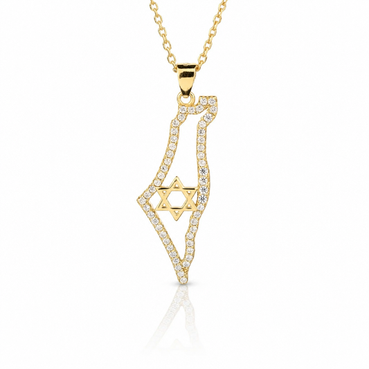 STAR OF DAVID CZ MAP NECKLACE