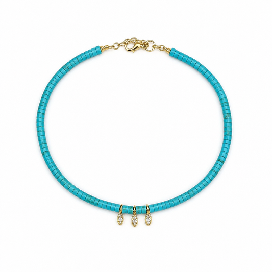 BEADED TURQUOIS CZ NECKLAC
