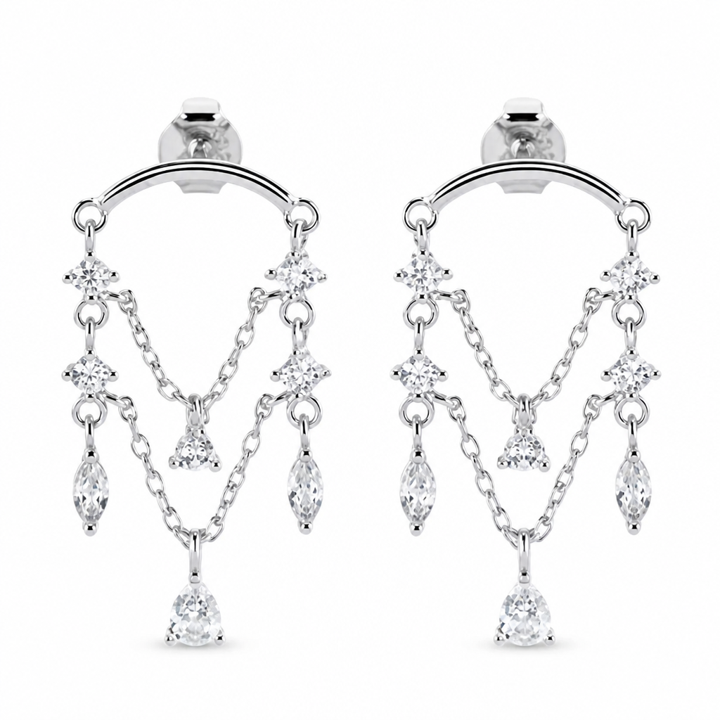 Cascading Crystal Chain Earrings