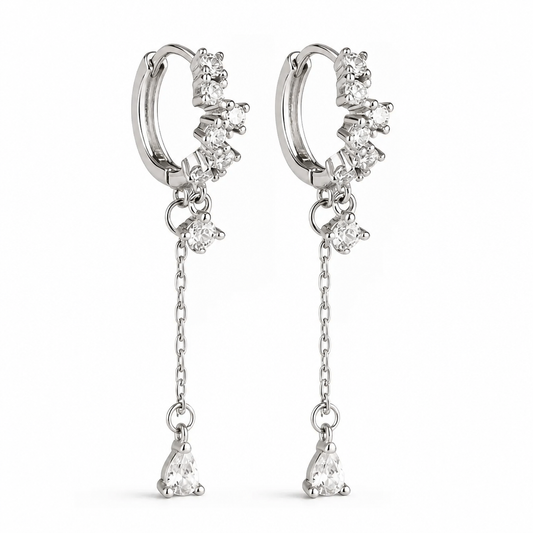 Hoop Chain Earring in 925 Sterling Silver