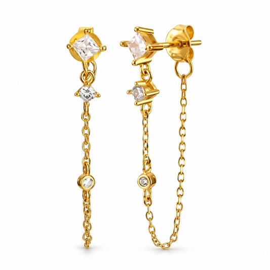 Dainty Chain Earrings in 925 Sterling Silver