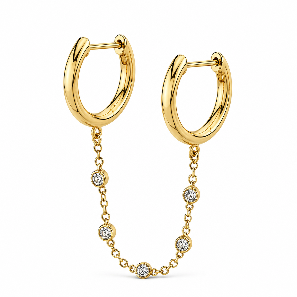 Double CZ Hoop in 925 Sterling Silver - view 2