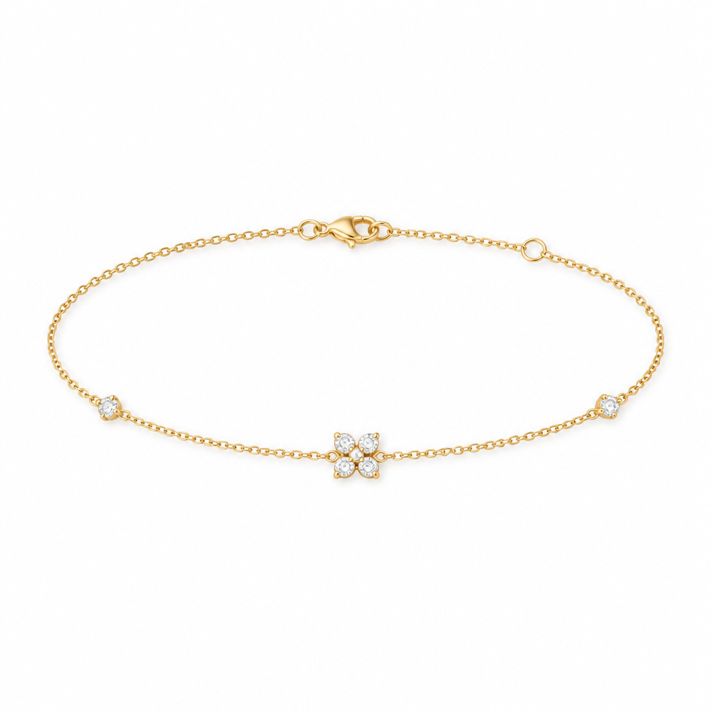 Dainty Flowers Bracelet in 18K Gold Plated Sterling Silver