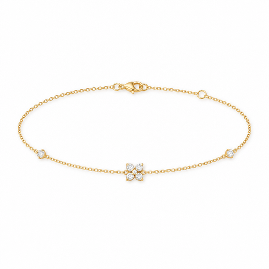 Dainty Flowers Bracelet in 18K Gold Plated Sterling Silver