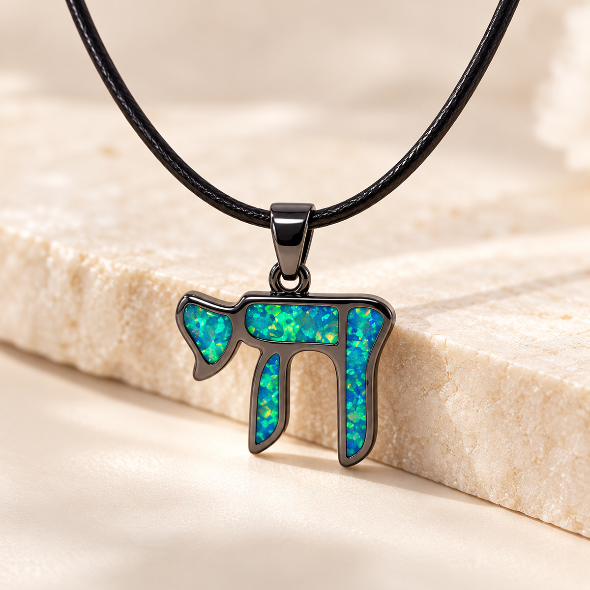 Blue Opal Chai Leather Necklace