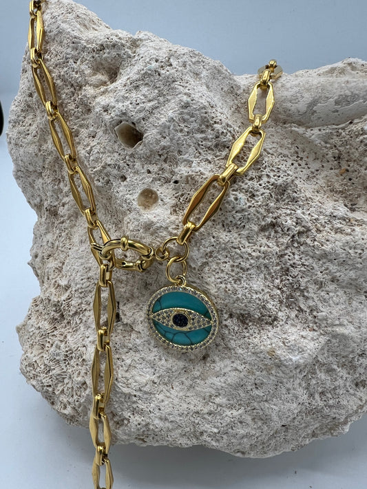 EYE CZ PAPERCLIP NECKLACE