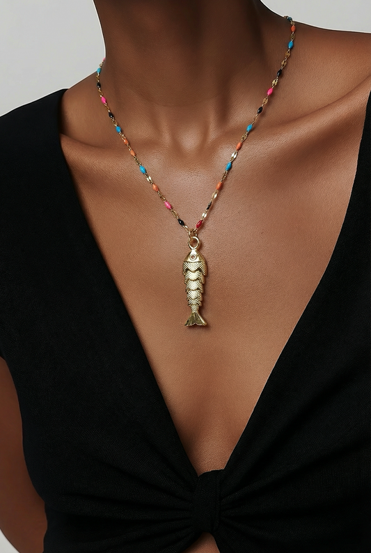 DAINTY LARGE FISH NECKLACE