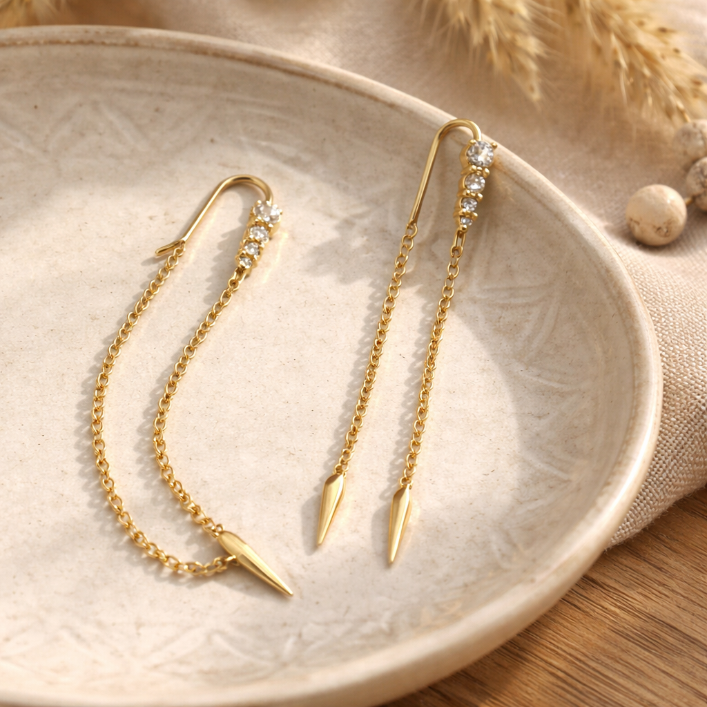 LOOP POINTY CHAIN EARRINGS