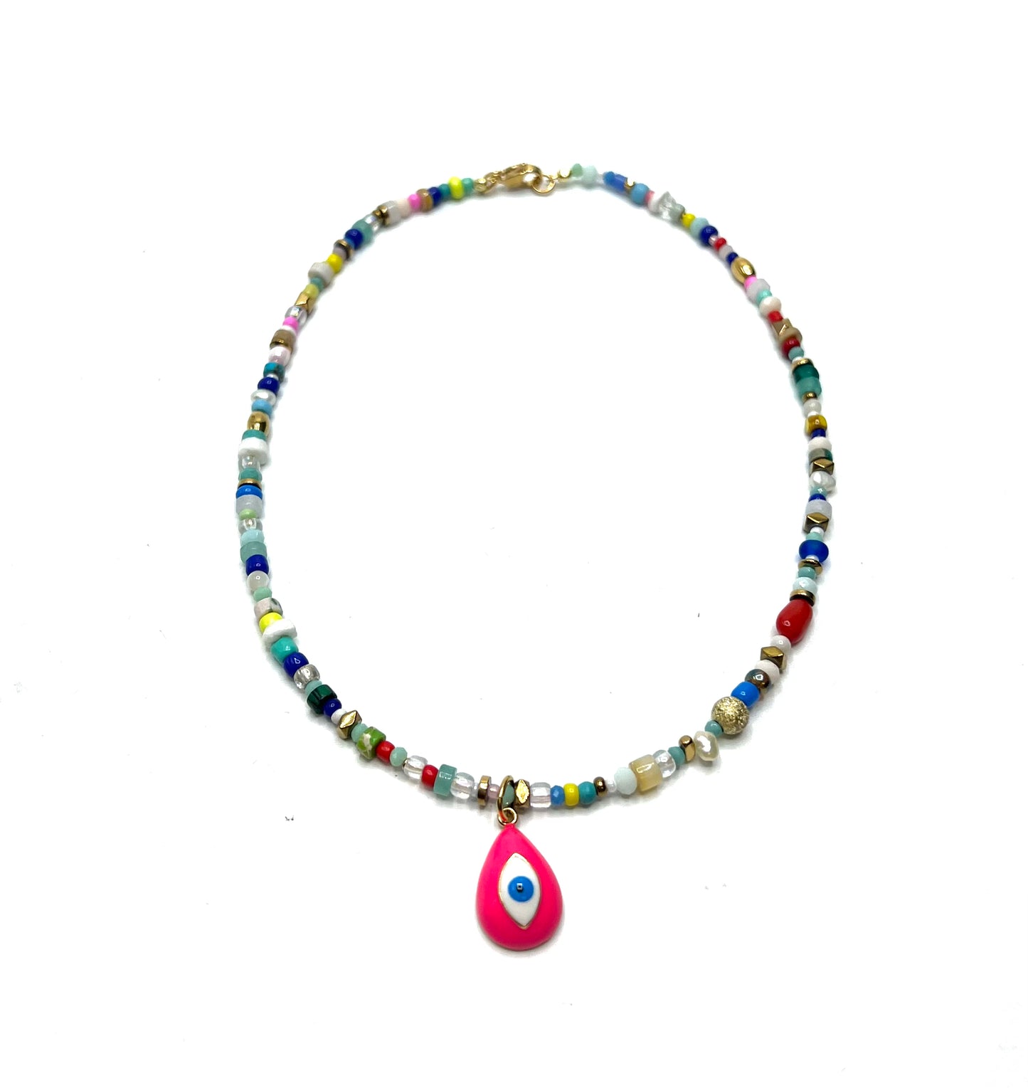 SUMMER COLOR BEADED EYE NECKLACE