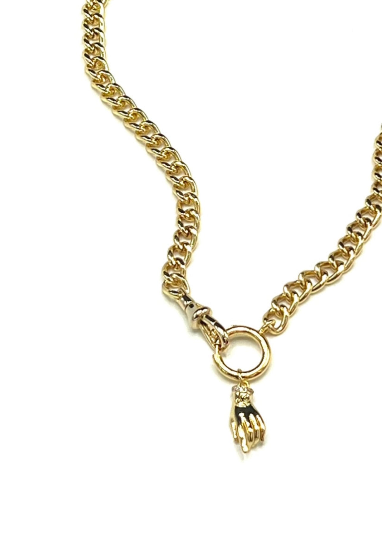 HAND CHARM CURB NECKLACE