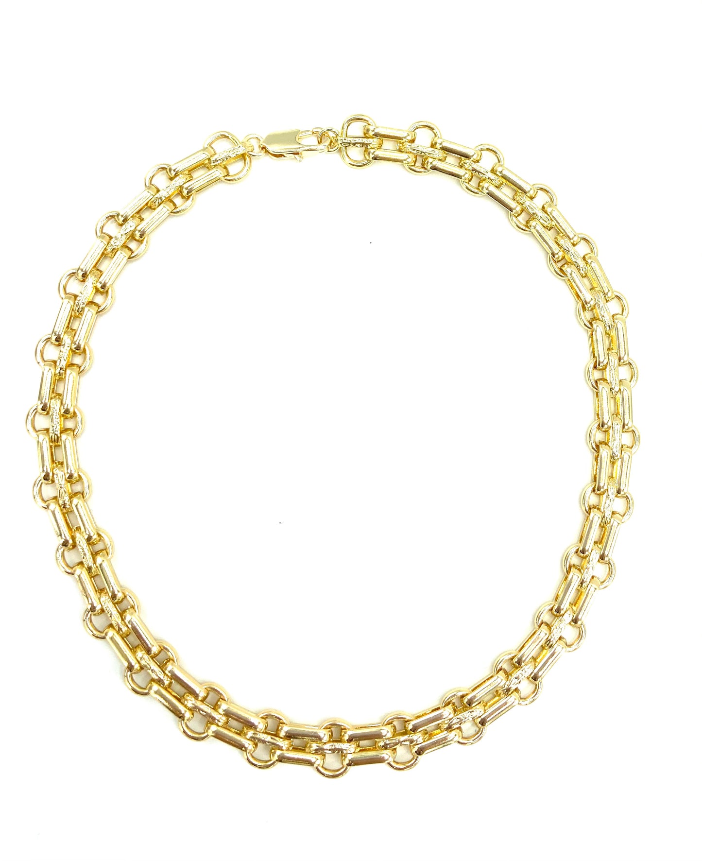 GOLD THICK LINK NECKLACE-Lenozella