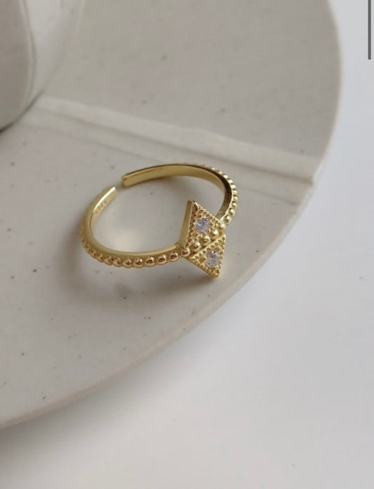 DOUBLE TRIANGLE CZ RING