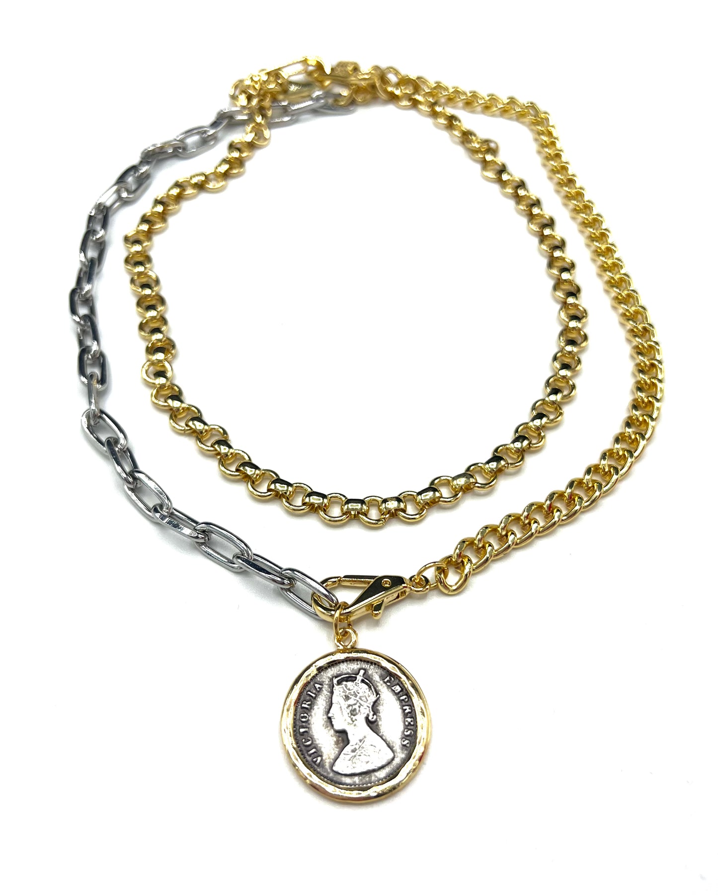 TWO TONE COIN NECKLACE
