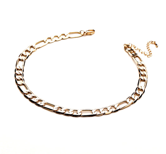 Gold plated figaro necklace-Lenozella