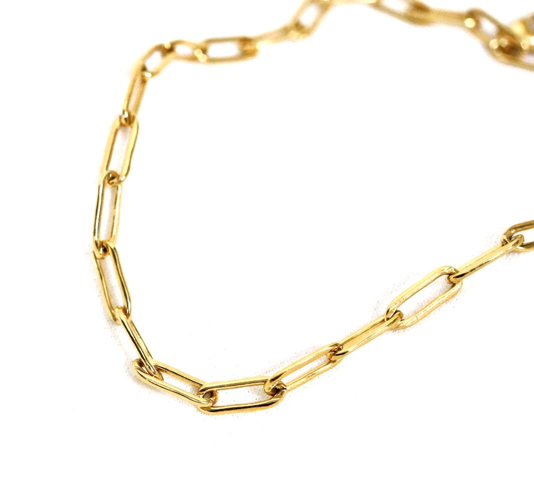 Gold filled oval paperclip necklace-Lenozella