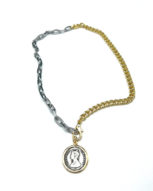 TWO TONE COIN NECKLACE