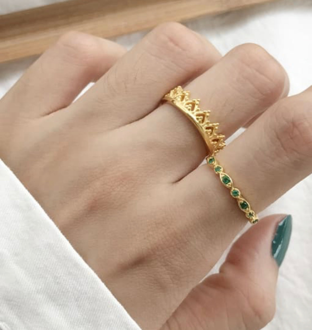EMERALD STACK RING
